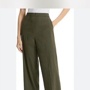 Theory Dark Olive Wide-Leg Pants